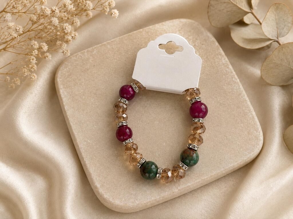 Elegant Multicolor Crystal & Beaded Stretch Bracelet