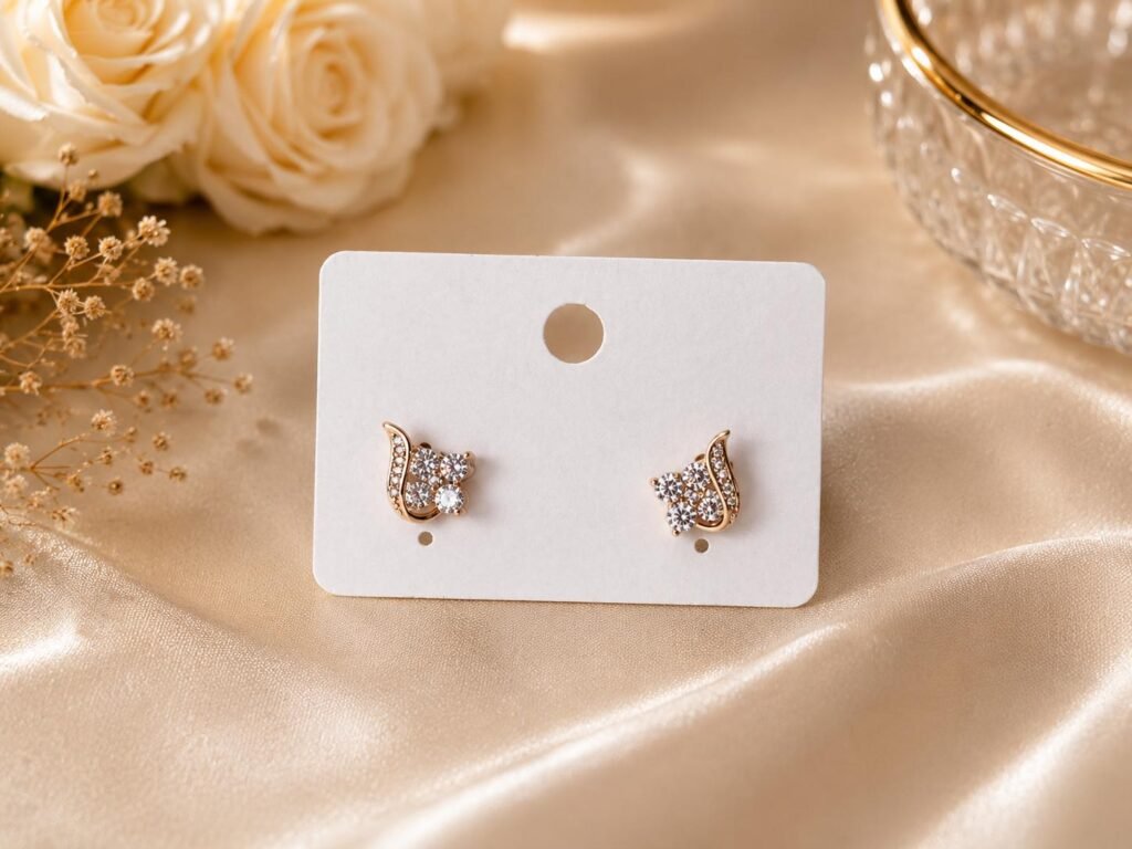 Elegant Crystal Leaf Stud Earring
