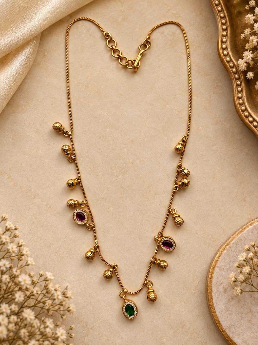 Multicolor Jewel Charm Necklace