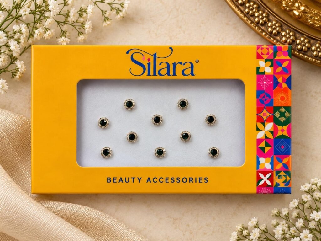 Elegant green stone bindis