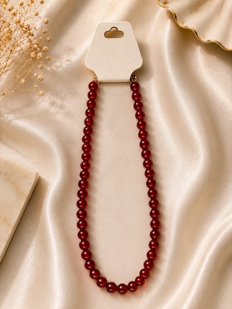 Maroon Beaded Neck Chain