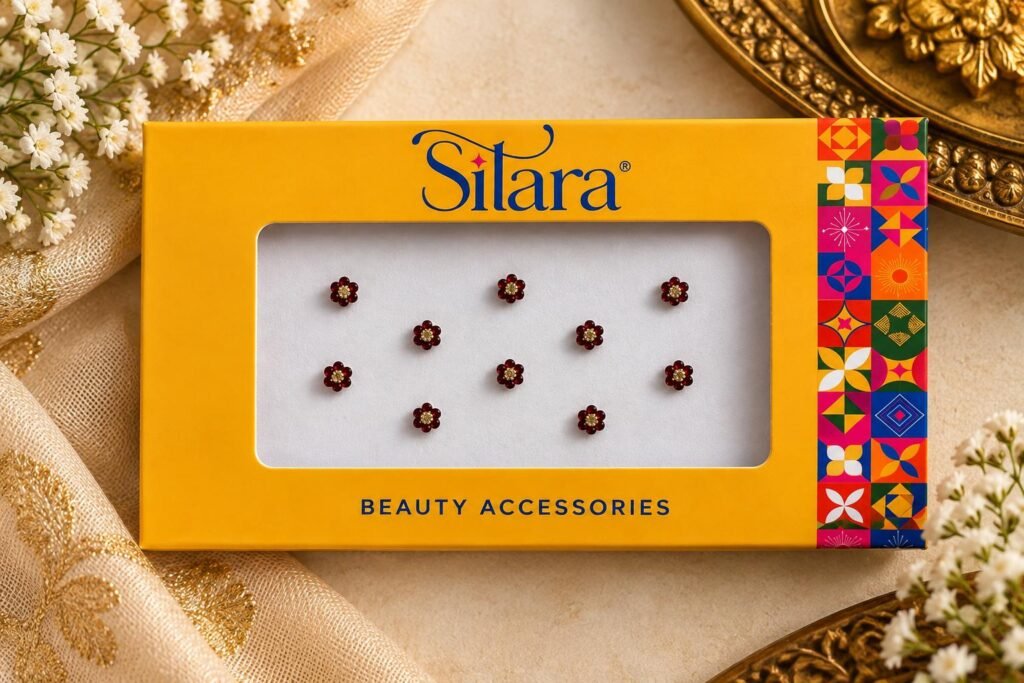 Maroon Stone Floral Bindis