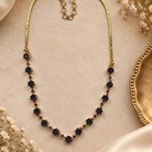 Navy Blue stone Floral Necklace