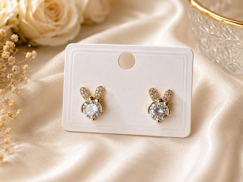 Cute Crystal Bunny Stud Earrings