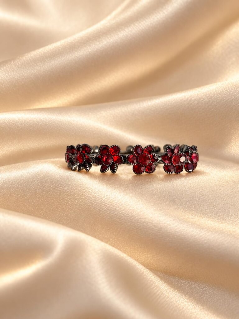 Dark metal bangles with red stones.Size(2 x 6)