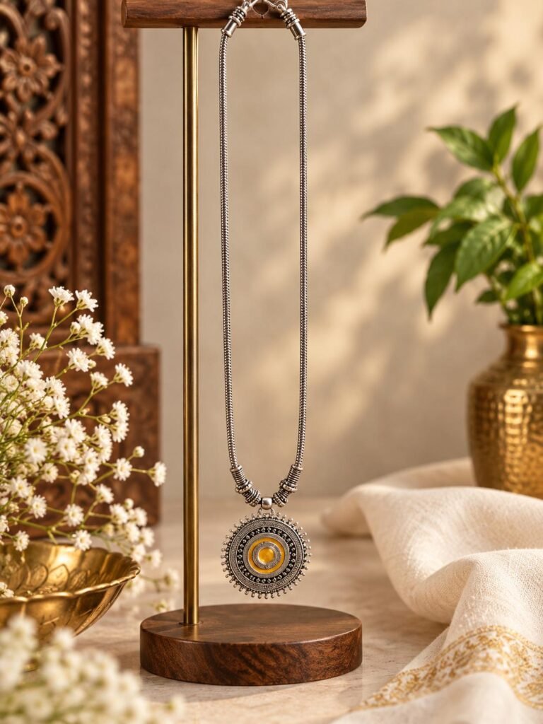Silver toned Sun Heritage Neck chain